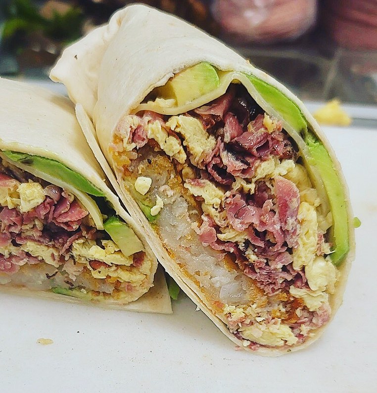 Happy Thursday! Celebrate pre-Friday with today’s special “Thursday Burrito” - Grilled pastrami wrapped with scrambled eggs, melted swiss, avocado and a hash brown in a soft wrap 🍳