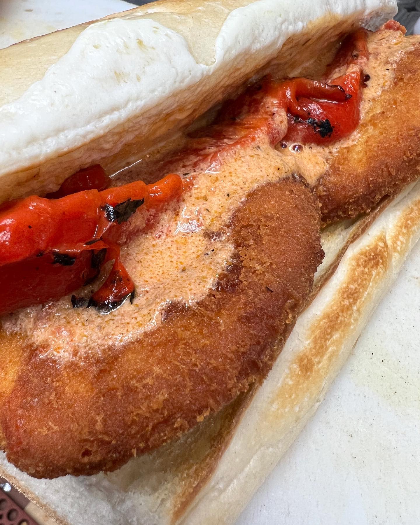 Special today inspired by @thetipsycritics looking 🔥! Breaded chicken cutlet, vodka sauce, melted mozzarella, and roasted red peppers on an Italian roll. Come try it today and let us know (and @thetipsycritics) what you think!